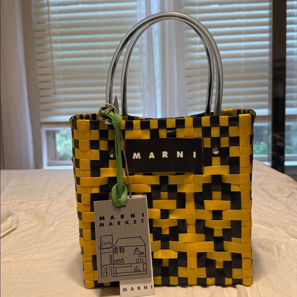 Marni Black and Yellow Checkered Handbag